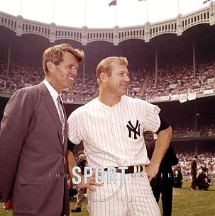 Mickey Mantle and Robert Kennedy, Mickey Mantle day at Yankee Stadium, 1968