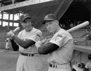 The Yankee Clipper and #7, Joe Dimaggio and Mickey Mantle, 1951
