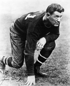 American Athlete Jim Thorpe Crouching