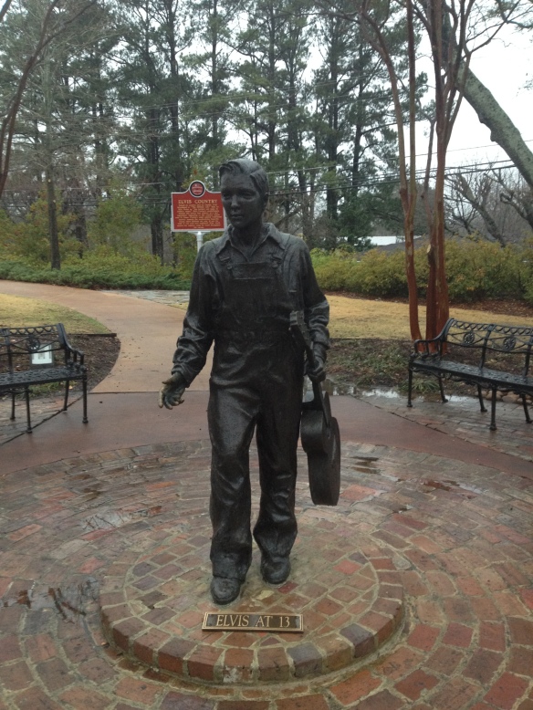 Statue of Elvis Presley, age 13. Elvis Presley birthplace site and museum, Tupelo, Ms