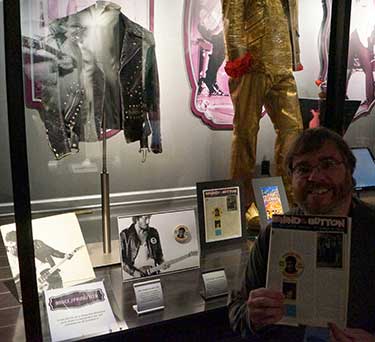 Shawn Poole with a copy of his article from Backstreets magazine inside the ICON exhibit on the Graceland Grounds, December, 2012