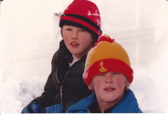 Sean and Ryan sledding
